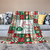 Lofaris Custom Name Red Green Plaid 1st Christmas Blanket